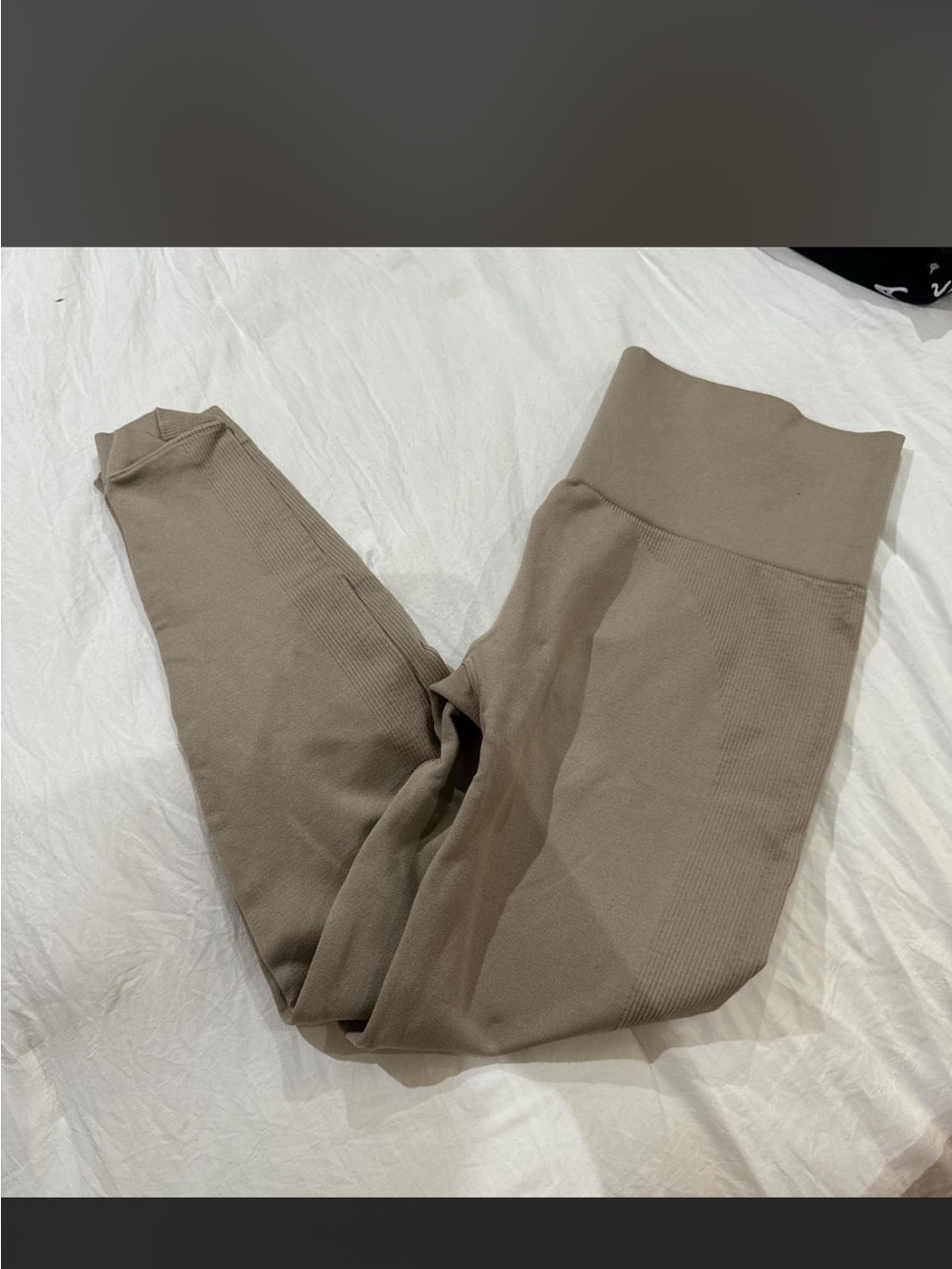 SET Active Ribbed High-Waist Leggings in Taupe